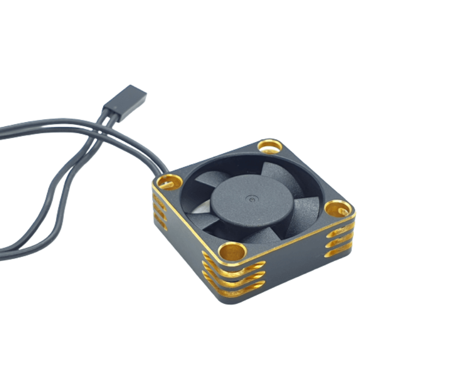 30x30mm Aluminium RC Car Motor Cooling Fan, 28000RPM, available in various colours for optimal cooling - gold