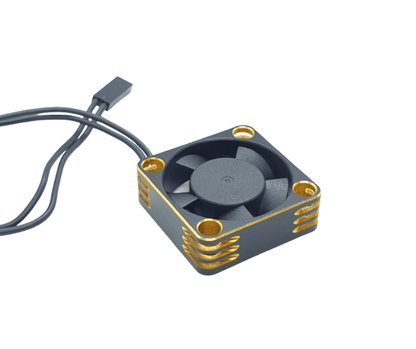30x30mm Aluminium RC Car Motor Cooling Fan, 28000RPM, available in various colours for optimal cooling - gold